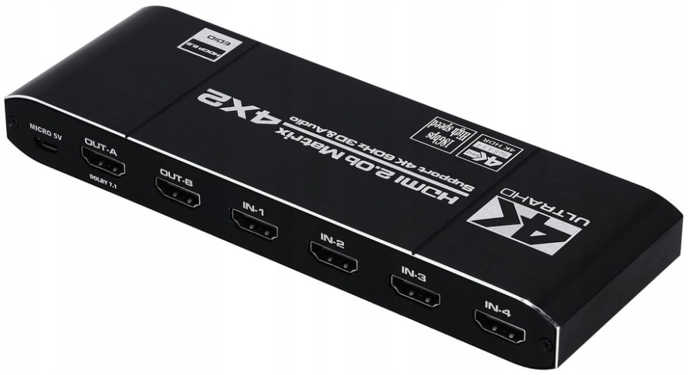 Matrix 4x2 Switch Splitter HDMI 2.0 HDR 18G UHD 4K
