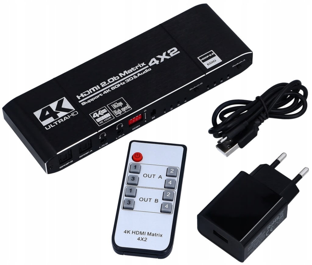 Matrix 4x2 Switch Splitter HDMI 2.0 HDR 18G UHD 4K