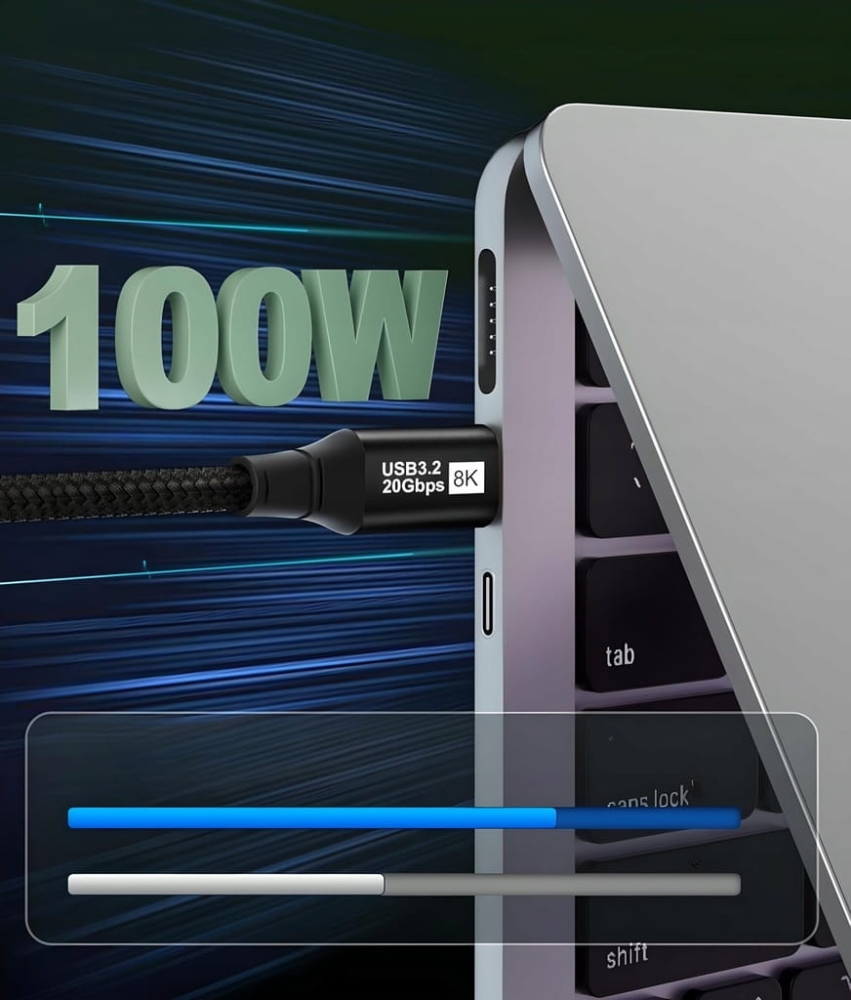 KABEL USB 3.2 Thunderbolt 3 100W 20Gbps 8K60Hz 4K120Hz PRZEWÓD USB C 0,5M