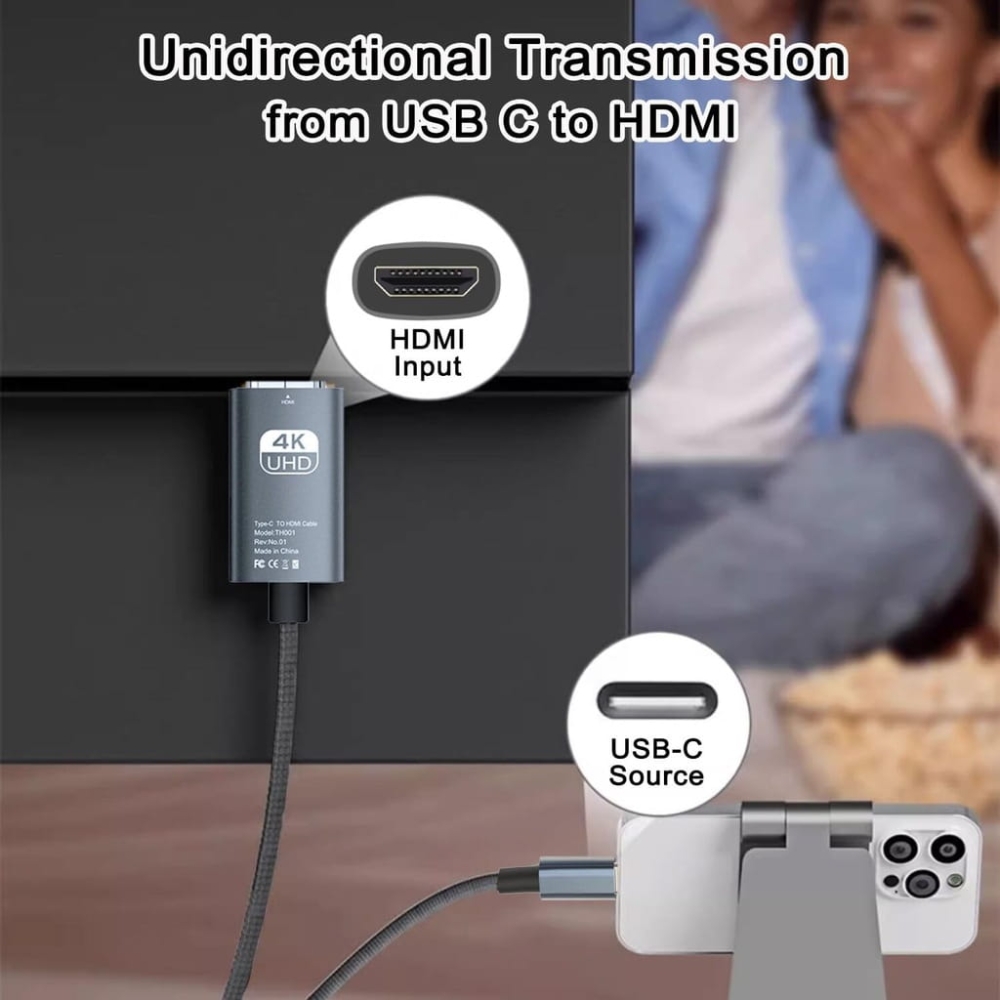 Kabel USB C do HDMI 2.0 2M PRZEWÓD ADAPTER PRZEJŚCIÓWKA UHD 4K 60Hz MHL 2M