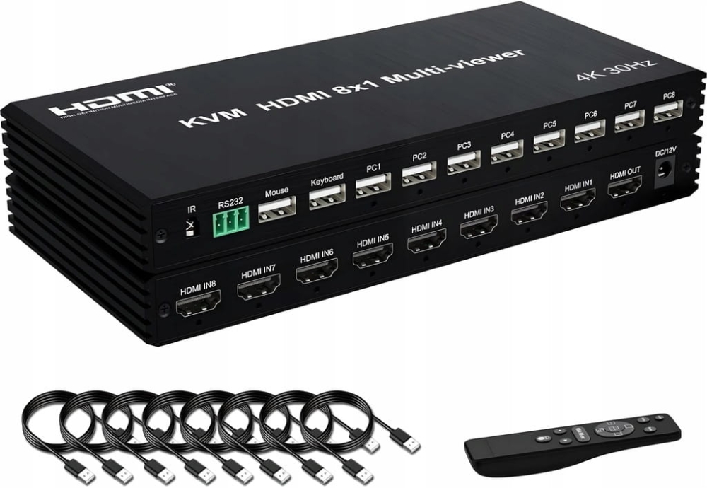 DZIELNIK KVM HDMI 8x1 MULTIVIEWER PRZEŁĄCZNIK SWITCH 8 OBRAZÓW - 1 EKRAN