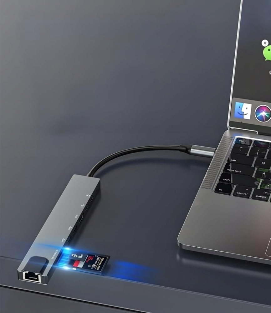 Adapter HUB USB 8w1 USB-C przejściówka USB 3.0 PD HDMI SD LAN THUNDERBOLT