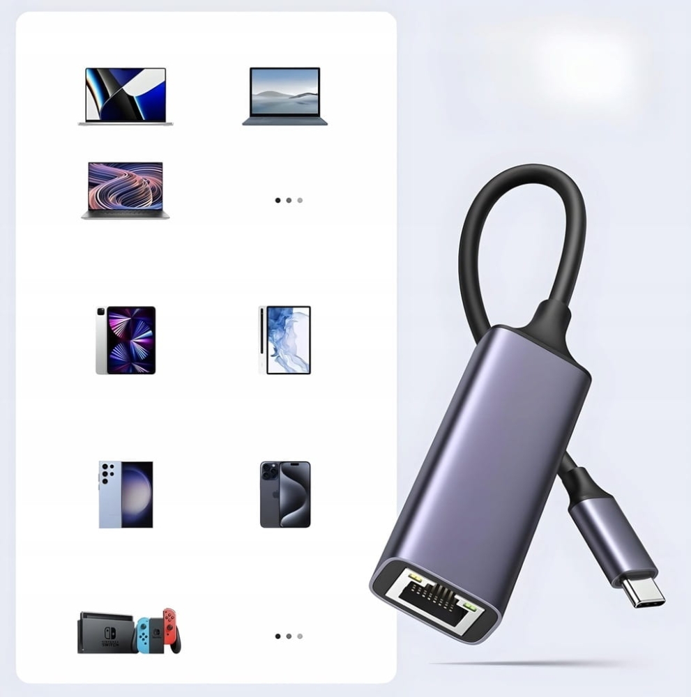 ADAPTER SIECIOWY USB-C KARTA SIECIOWA LAN RJ45 1000MBPS Ethernet Gigabit