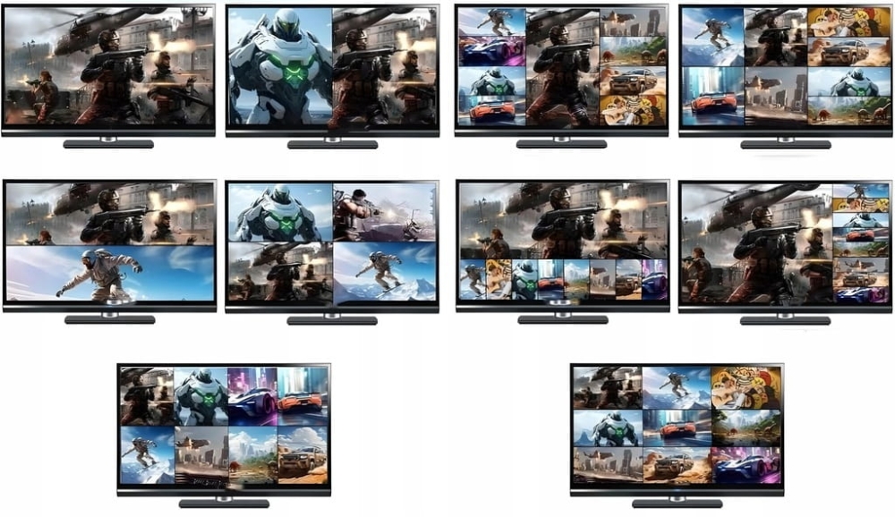 DZIELNIK OBRAZU HDMI 9x1 MULTI VIEWER PRZEŁĄCZNIK 9x1 Rozdzielacz 4K PILOT