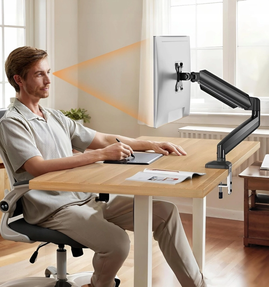 Uchwyt ramię do monitora 17–49” Gazowe 10kg VESA 75x75 100x100 Regulowany