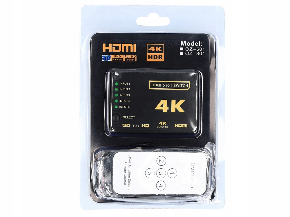 SWITCH 5x HDMI PRZEŁĄCZNIK ROZDZIELACZ ULTRA HD 4K